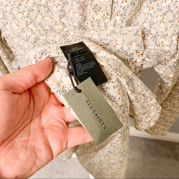 NWOT All Saints Print Pattern Shirt, Cream, XXL - Picture 7 of 10